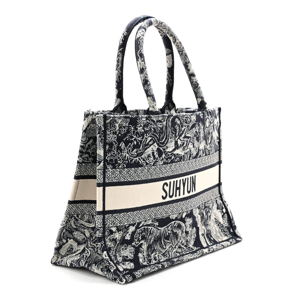 Christian Dior Canvas Embroidered Medium Dioriviera Toile De Jouy Book Tote Blue