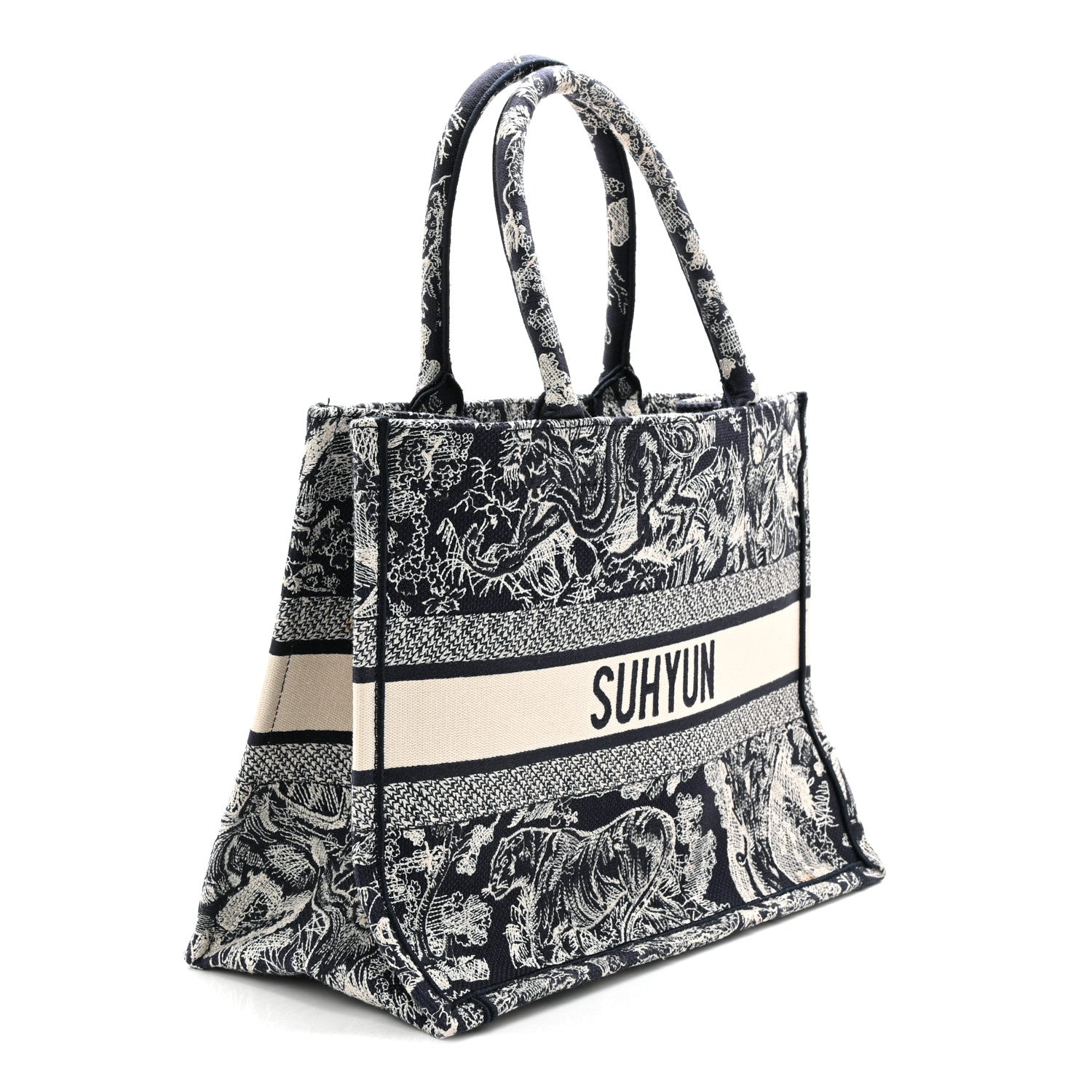 Christian Dior Canvas Embroidered Medium Dioriviera Toile De Jouy Book Tote Blue