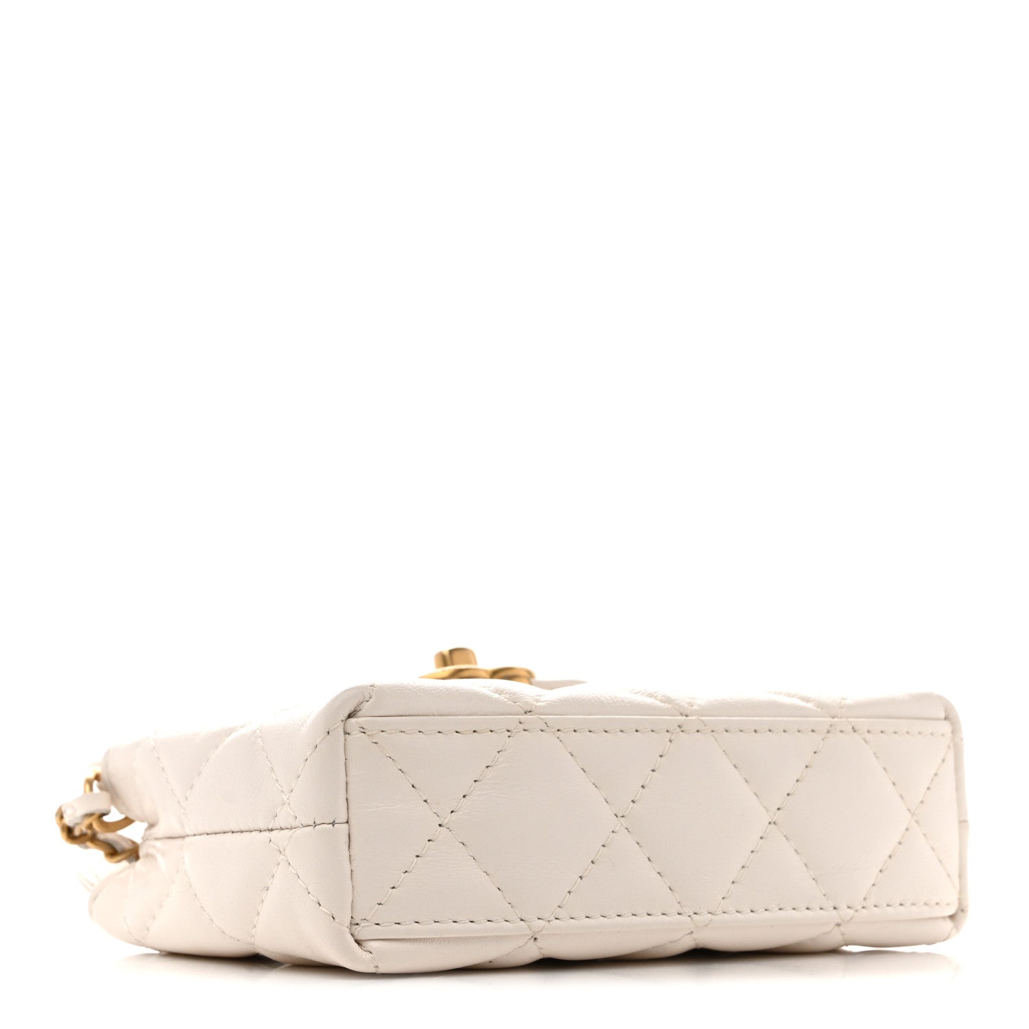 Chanel Shiny Aged Calfskin Quilted Mini Nano Kelly Shopper White