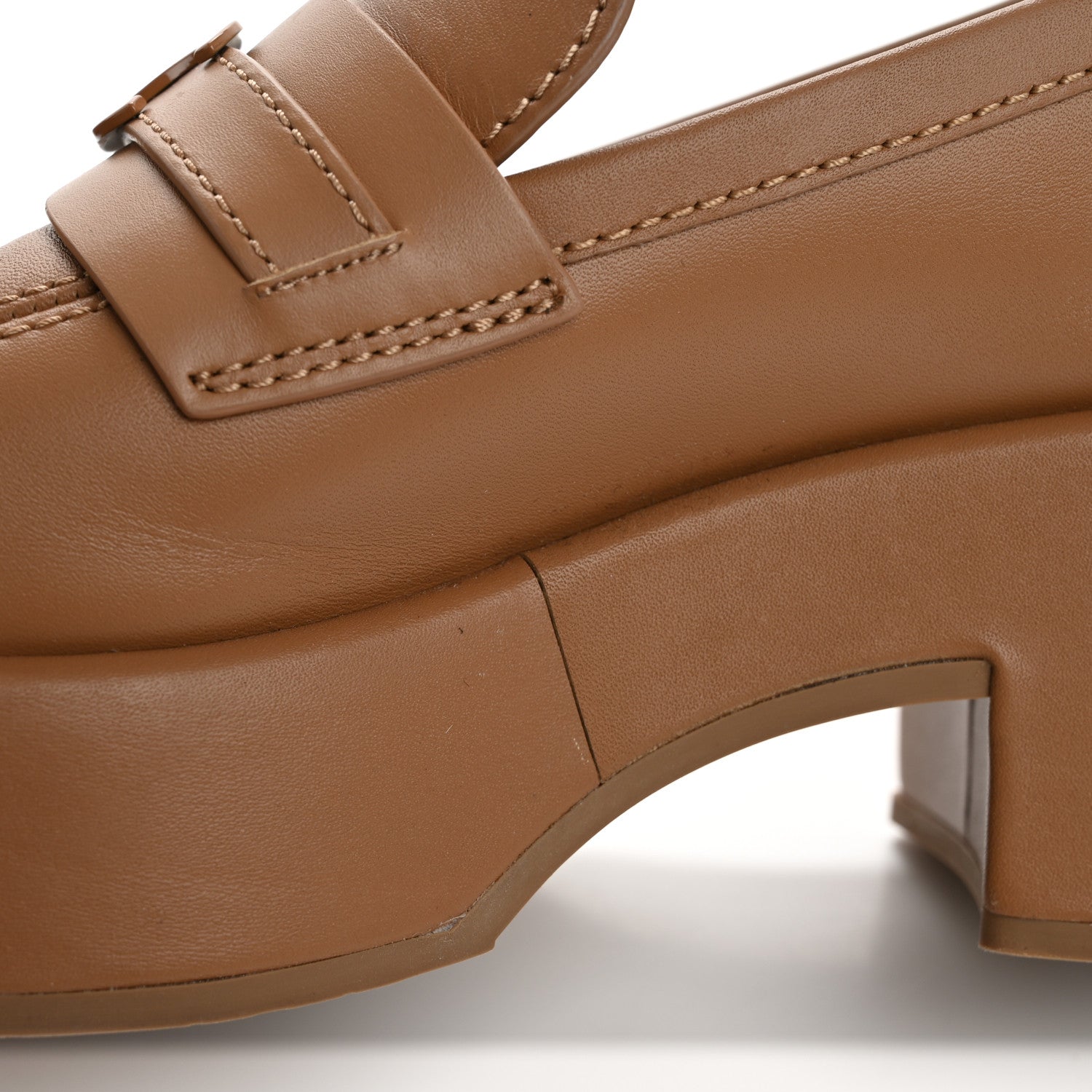 Calfskin CC Platform Loafers 38 Beige