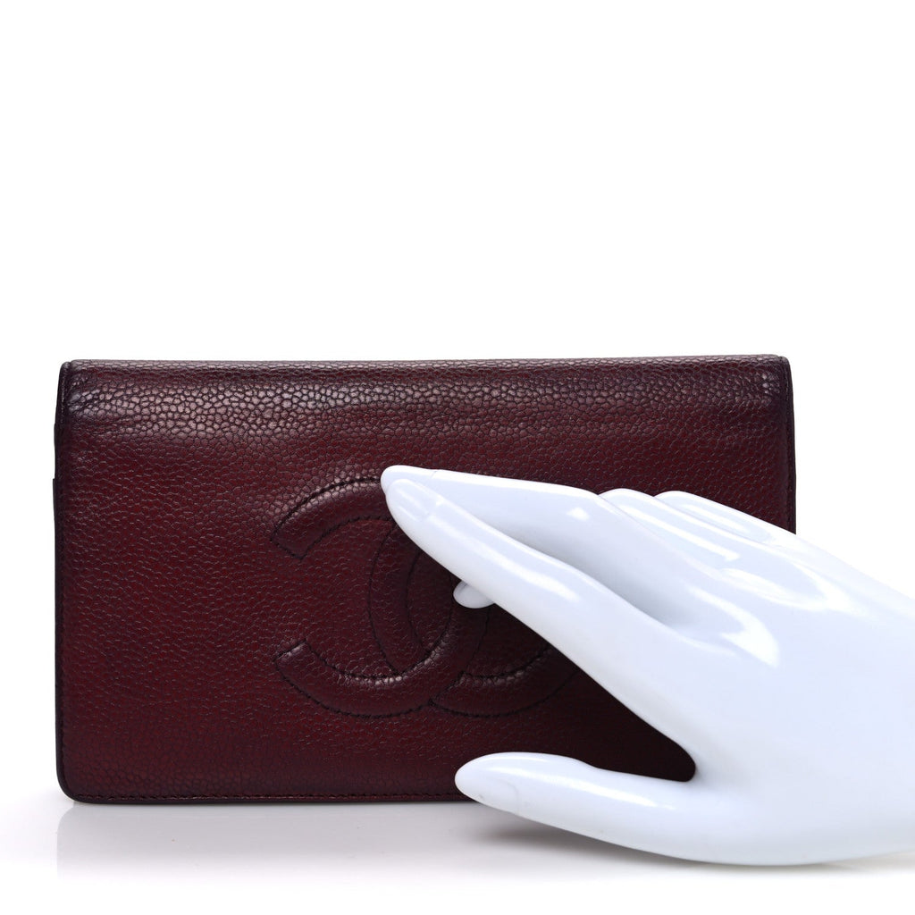 Caviar Timeless CC Yen Wallet Burgundy