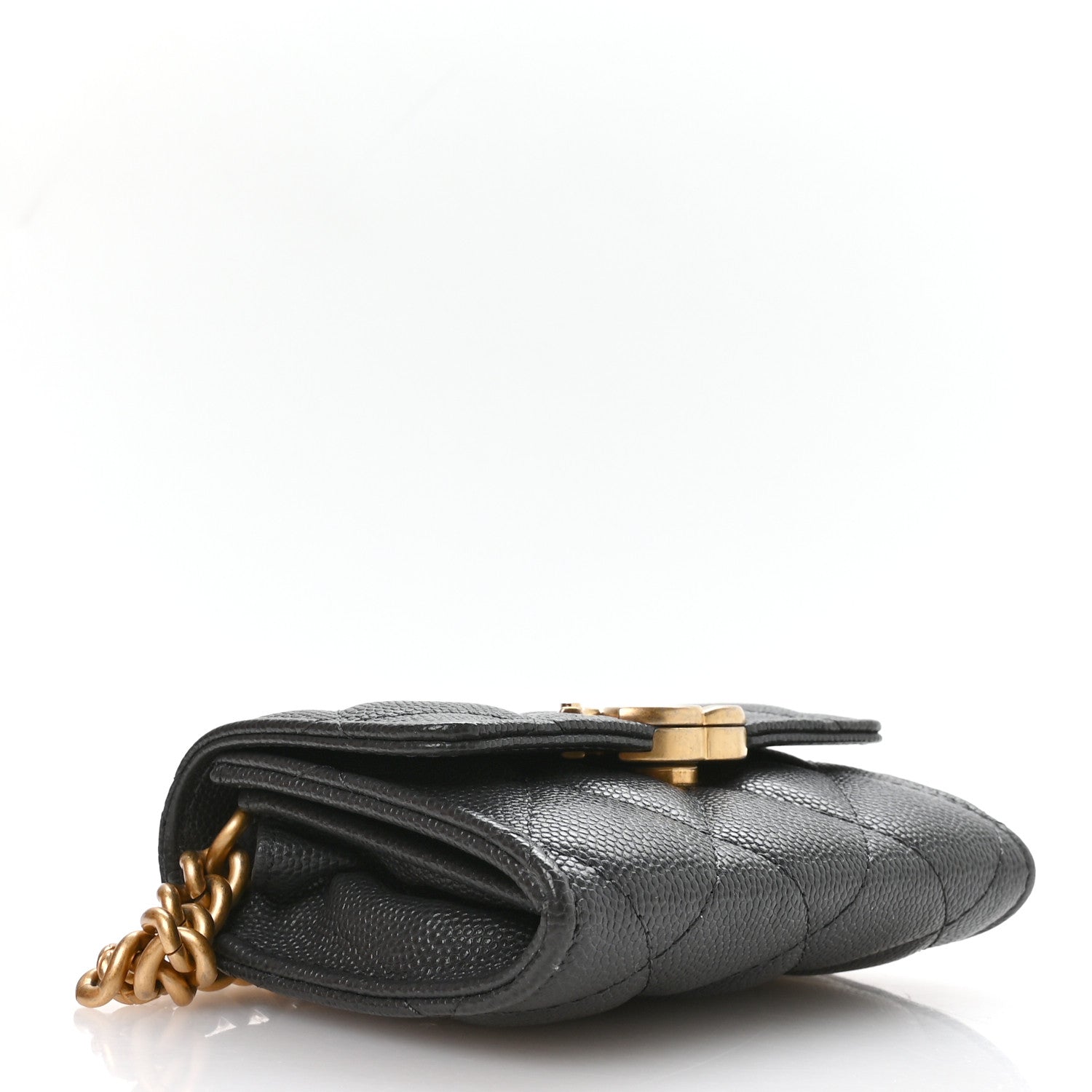 Chanel Caviar Quilted Bracelet On Chain Clutch Grey