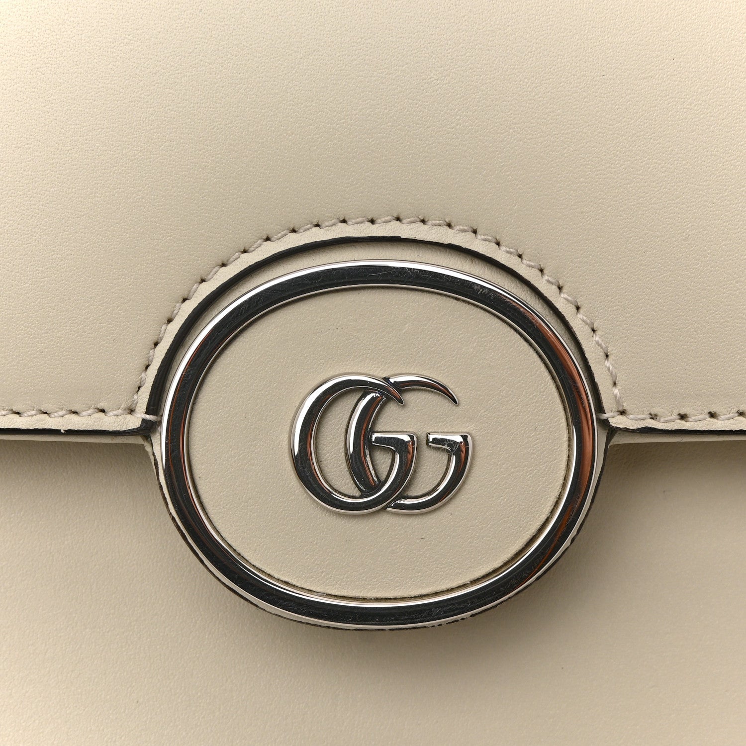 Gucci Senna Calfskin Petite GG Top Handle Shoulder Bag Mystic White