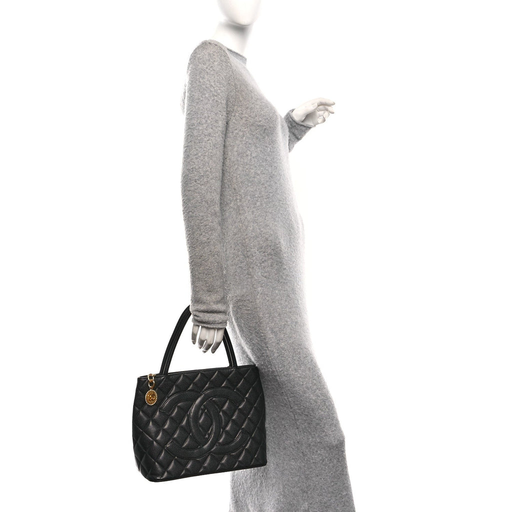 Chanel Caviar Quilted Medallion Tote Black
