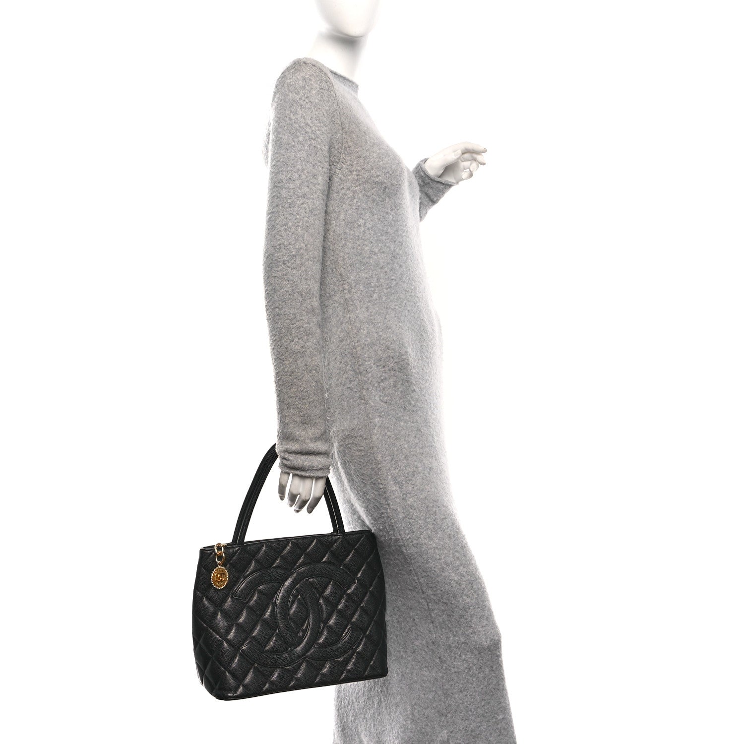 Chanel Caviar Quilted Medallion Tote Black