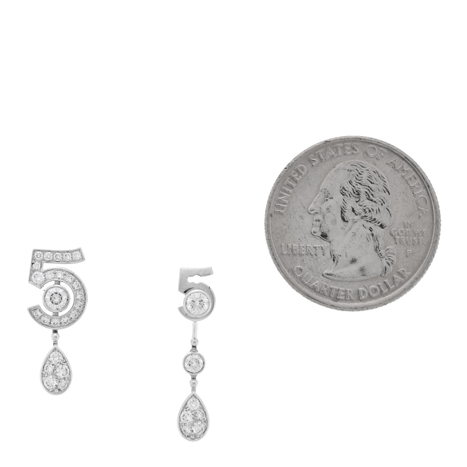 18K White Gold Diamond No 5 Transformable Earrings