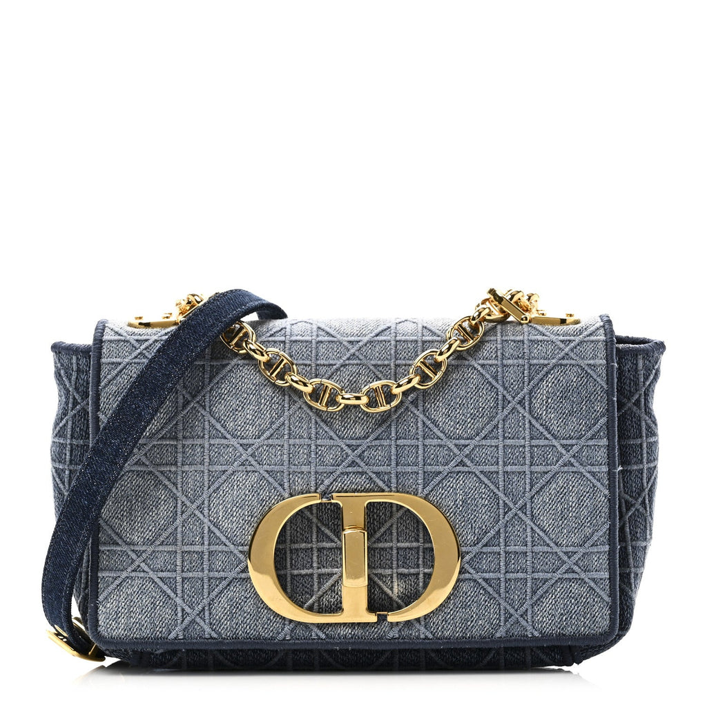Christian Dior Denim Cannage Small Caro Bag Blue