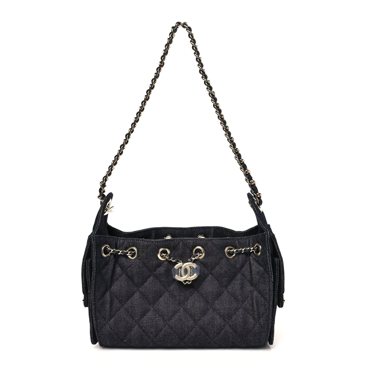Chanel Denim Quilted Mini Chanel 25 Handbag Dark Blue
