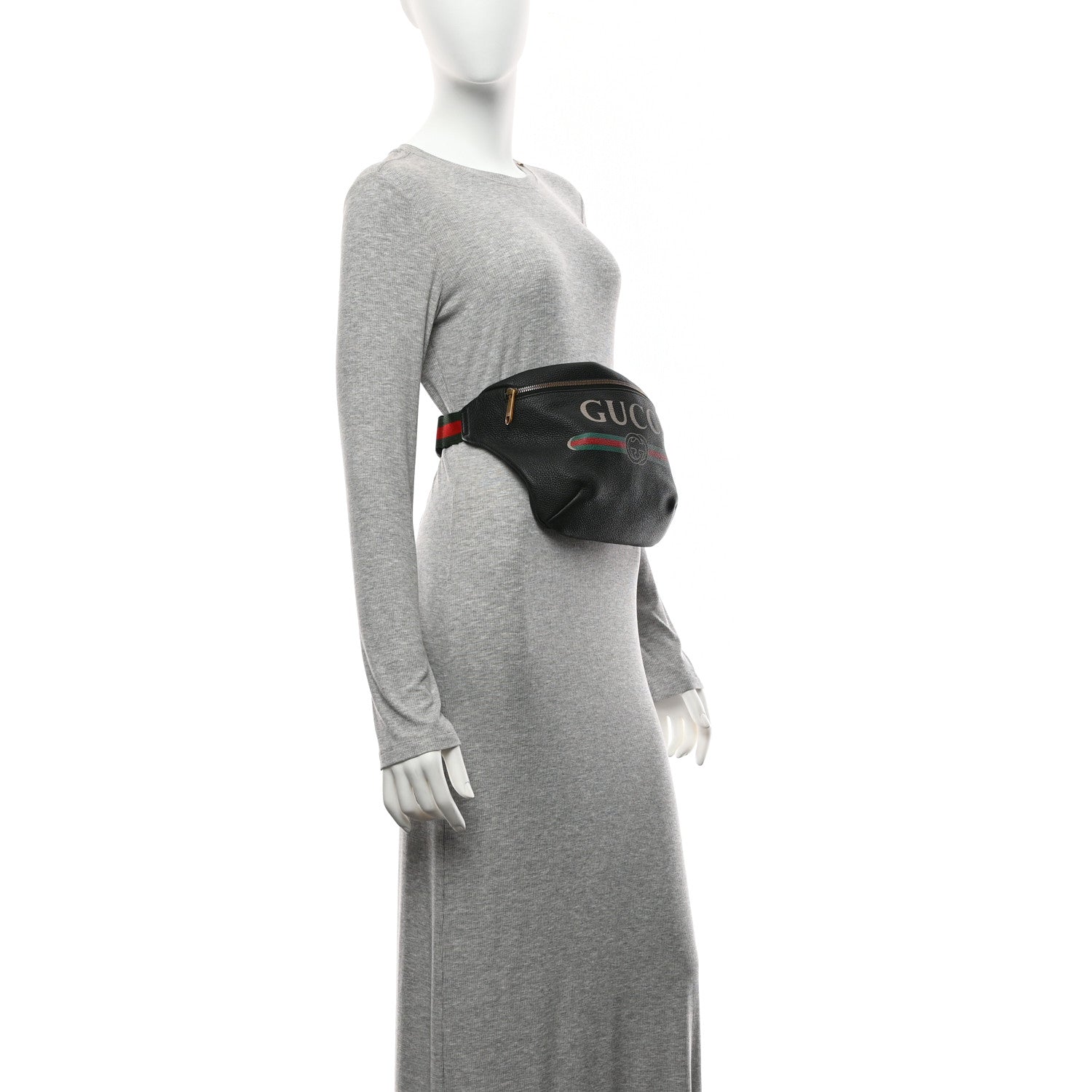 Gucci Grained Calfskin Logo Belt Bag Black