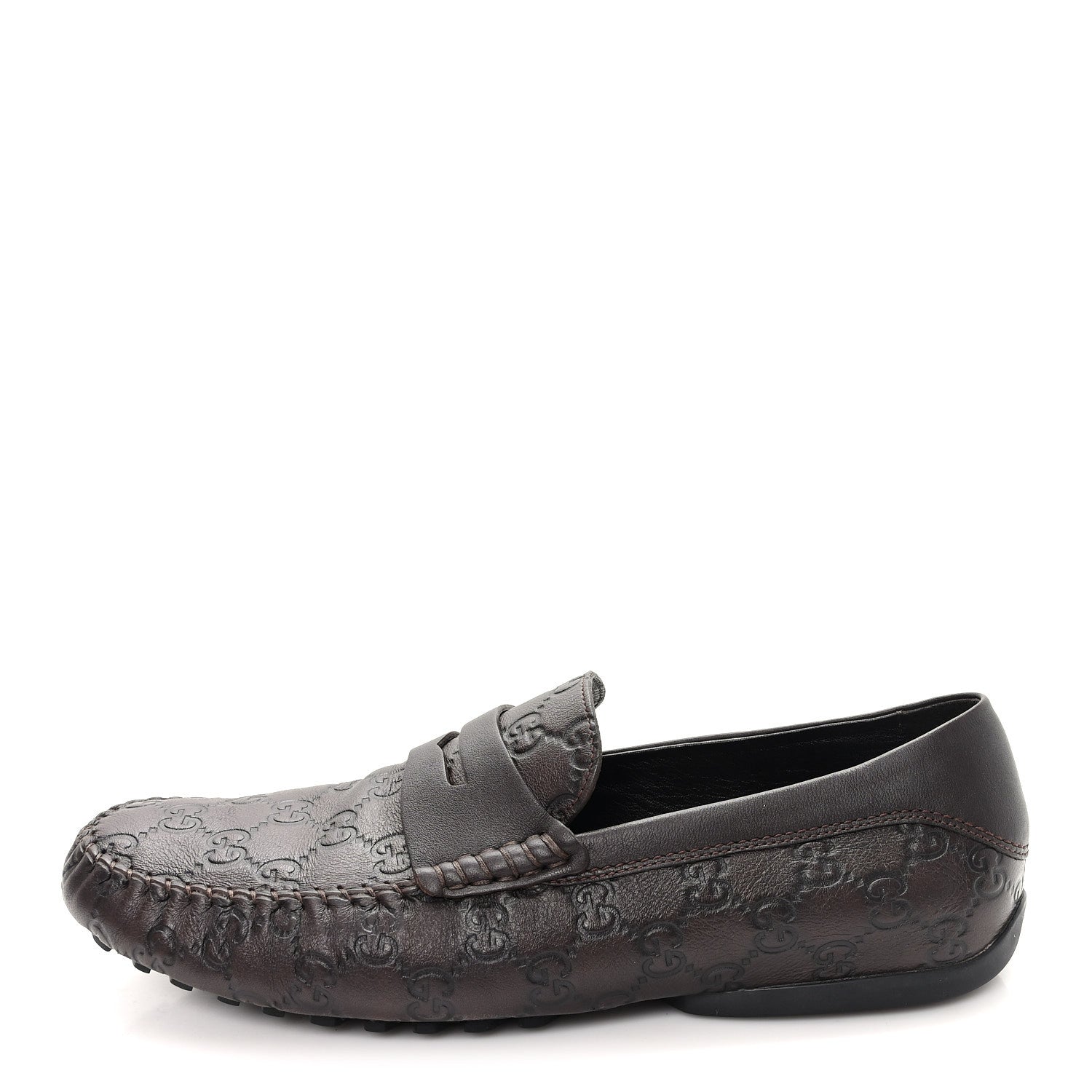 Gucci Guccissima Mens Driver Loafers 8 Chocolate