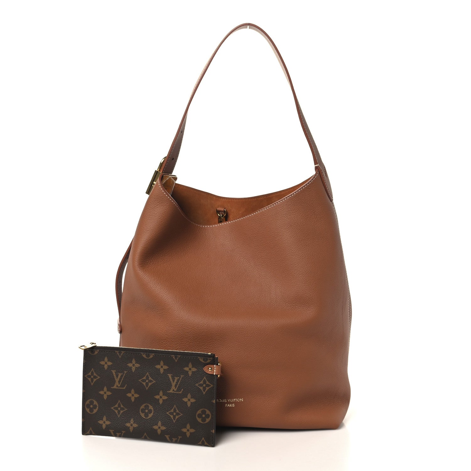 Louis Vuitton Grained Calfskin Low Key Hobo MM Cognac
