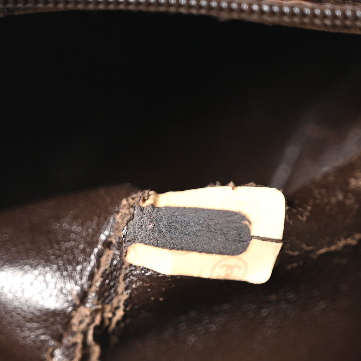 Chanel Suede Quilted CC Shoulder Bag Brown