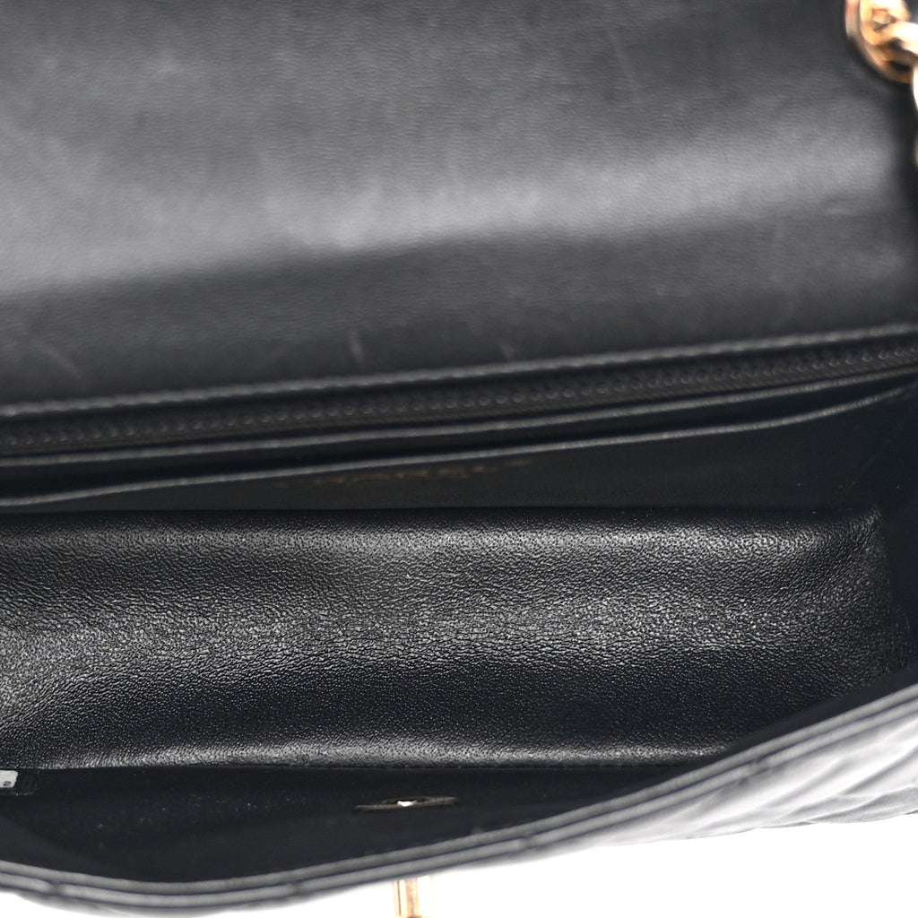 Chanel Lambskin Quilted Mini Coco Charms Rectangular Flap Black