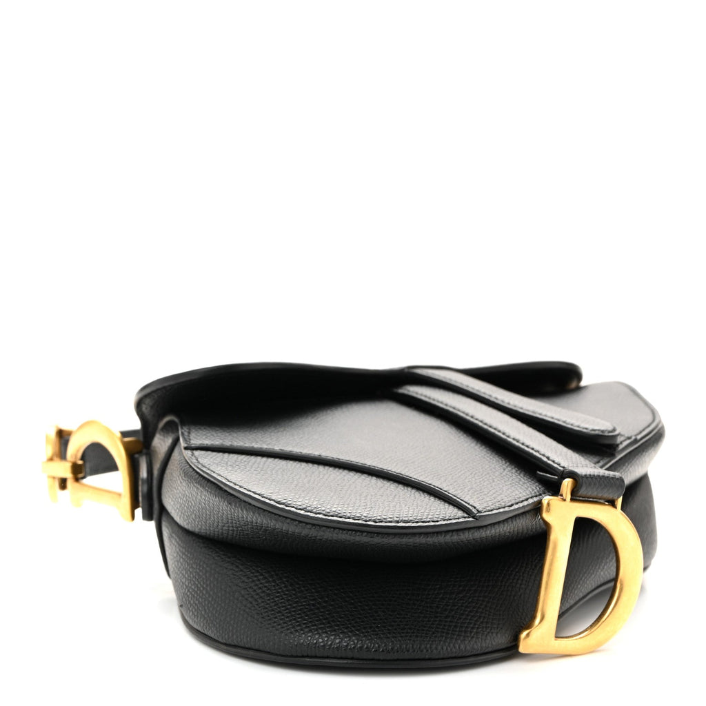 Christian Dior Grained Calfskin Mini Saddle Bag Black