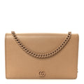 Gucci Dollar Calfskin Enamel Monochrome Mini GG Marmont Chain Wallet Camelia