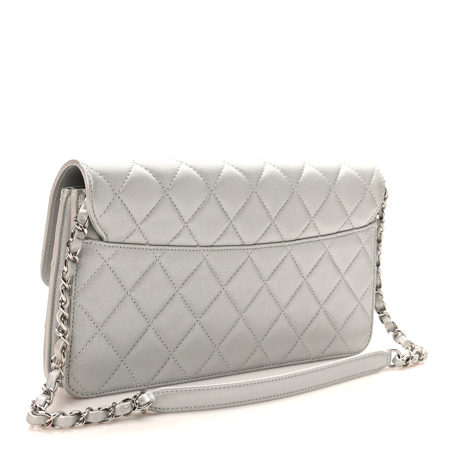 Chanel Metallic Sheepskin Quilted Small Beauty Lock Flap Silver