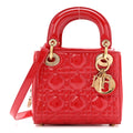 Christian Dior Patent Cannage Mini Lady Dior Red