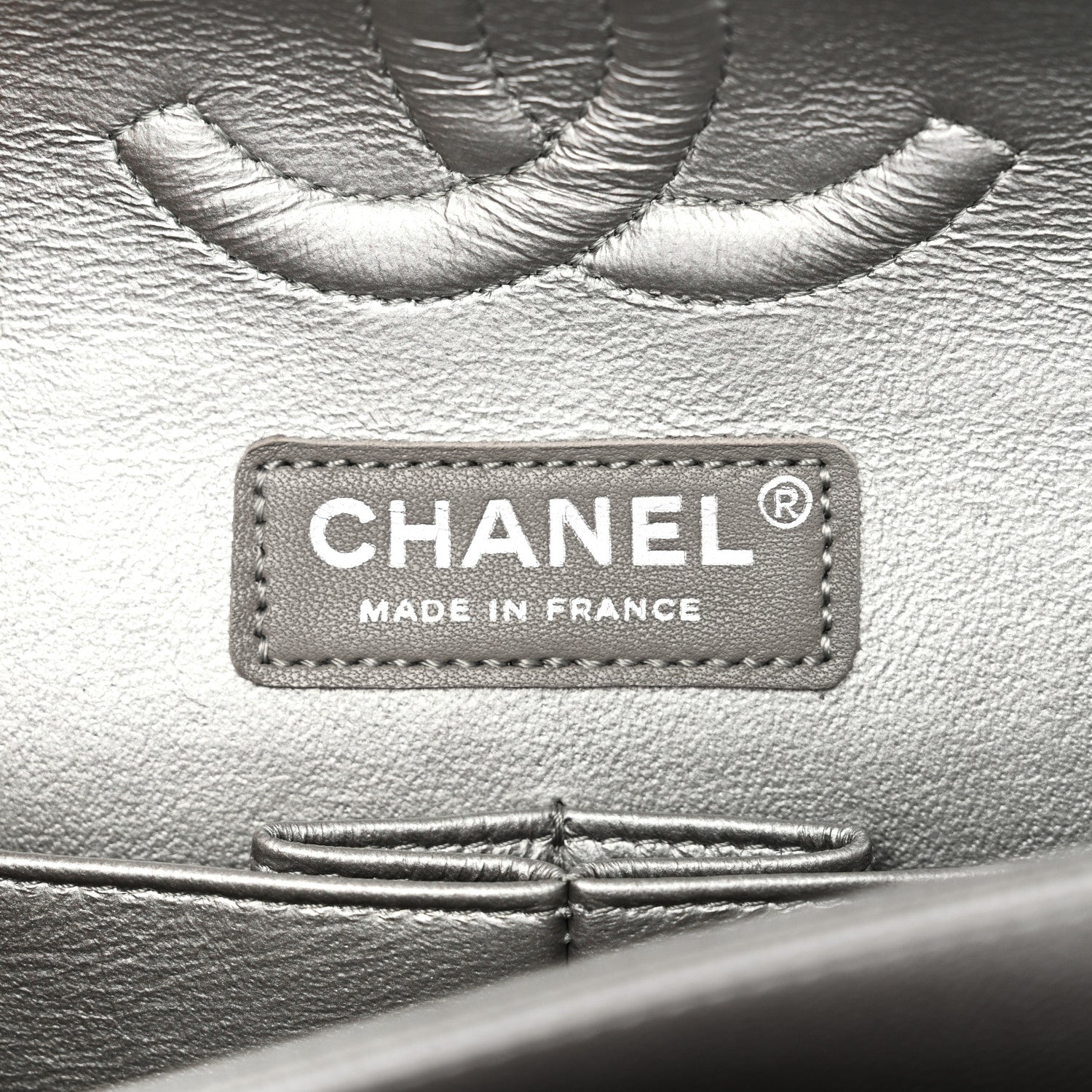 Chanel Metallic Caviar Chevron Quilted Medium Double Flap Silver