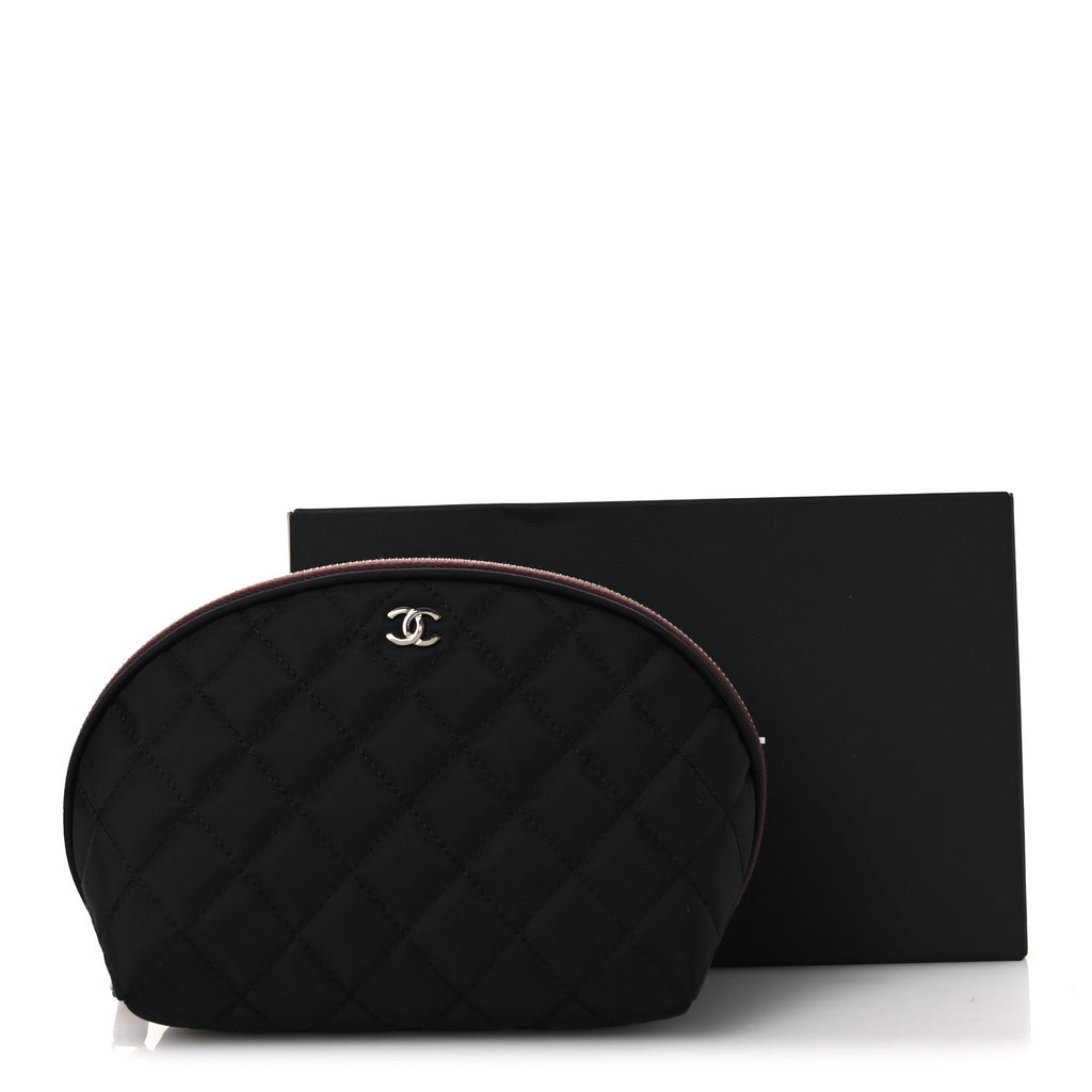 Nylon Quilted Small Cosmetic Case Black