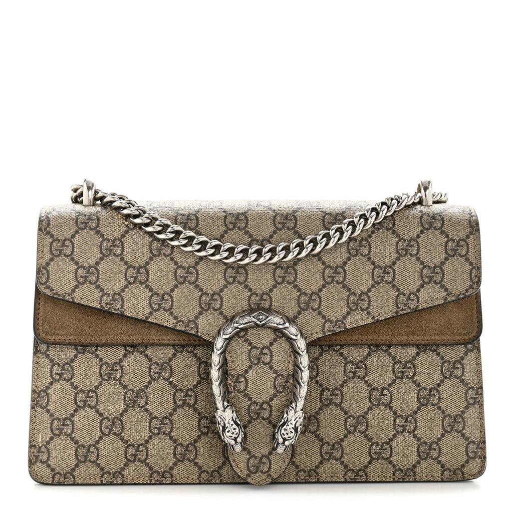Gucci GG Supreme Monogram Small Dionysus Shoulder Bag Taupe
