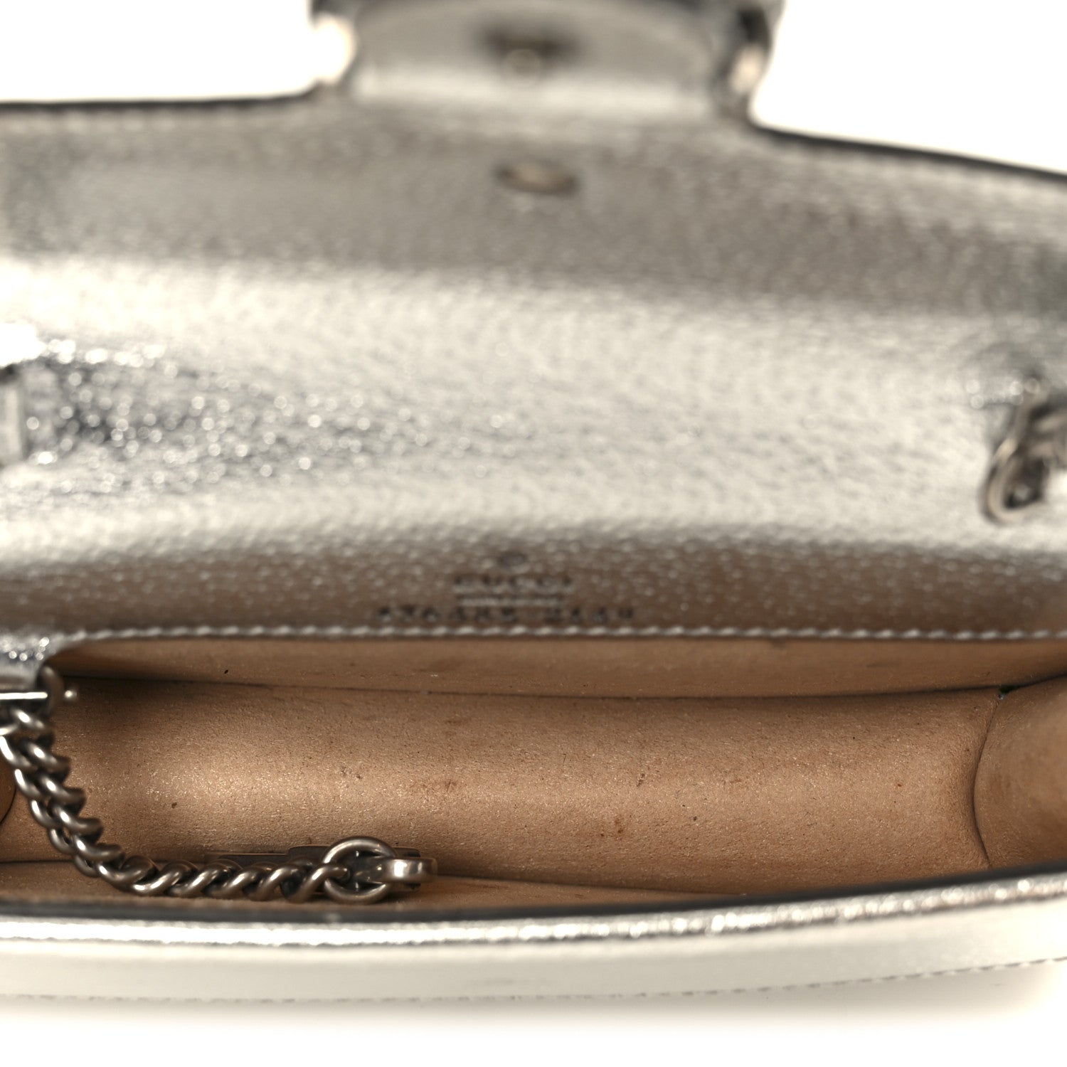 Gucci Metallic Calfskin Super Mini Dionysus Shoulder Bag Silver