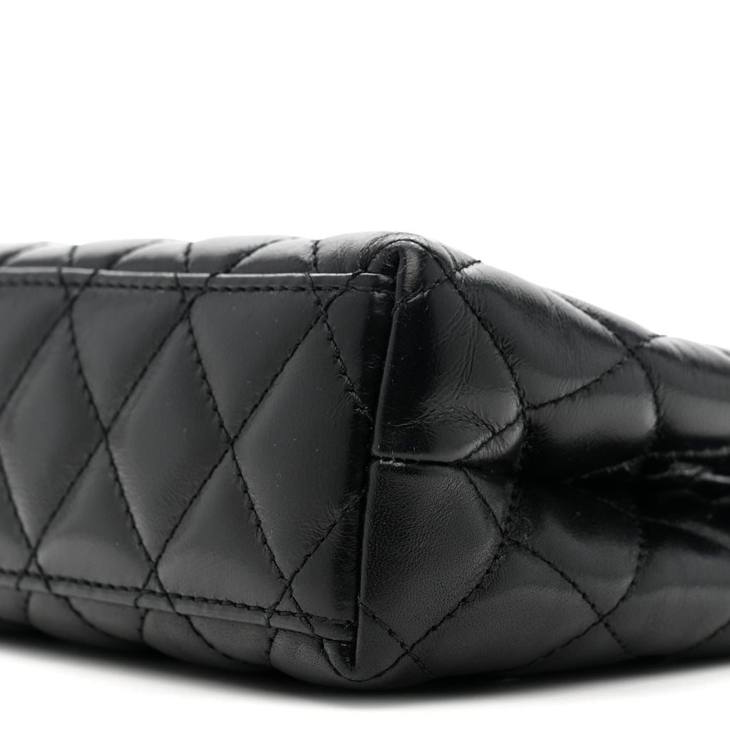 Chanel Shiny Aged Calfskin Quilted Nano Kelly Shopper Black