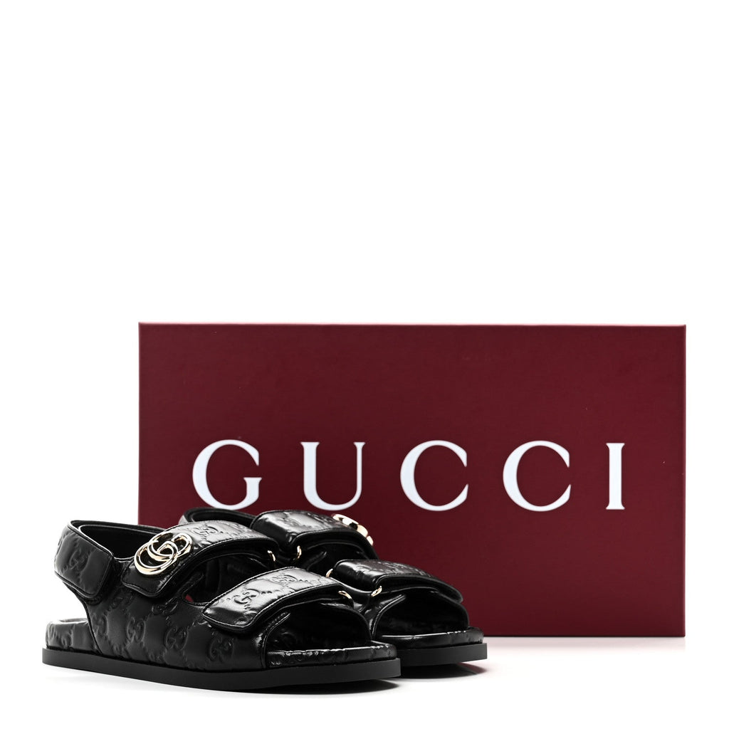 Gucci Guccissima GG Embossed Womens Sandals 35 Black
