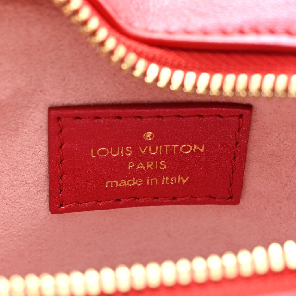 Louis Vuitton Lambskin Embossed Monogram Fall In Love Sac Coeur Heart Chain Bag Lipstick Red