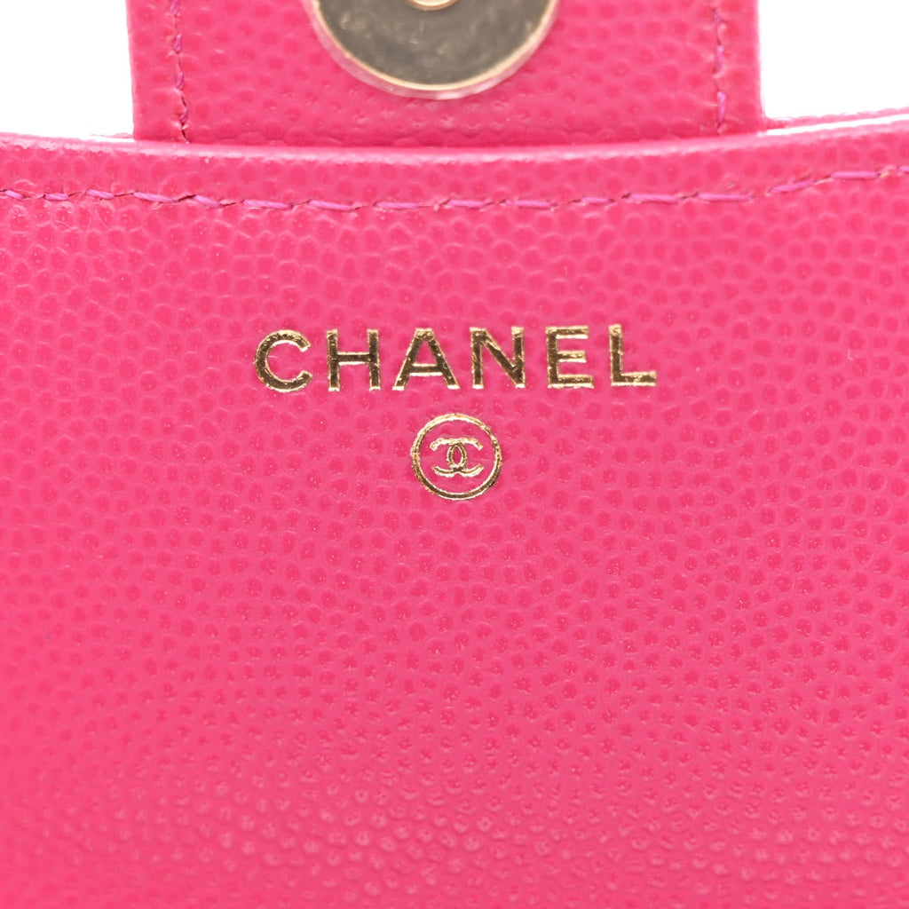 Chanel Caviar Quilted Flap Phone Holder With Chain Pink