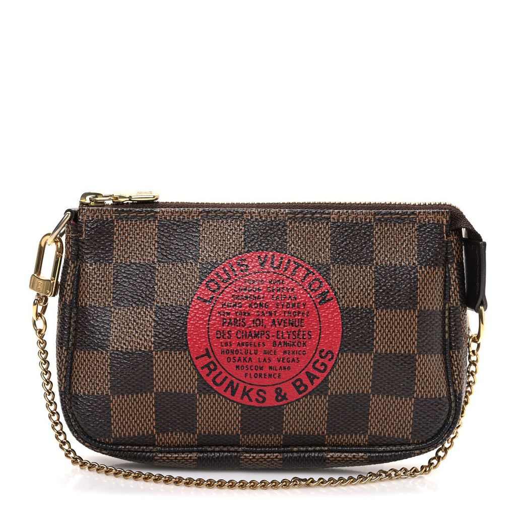 Louis Vuitton Damier Ebene Complice Trunks and Bags Mini Pochette Accessories Red