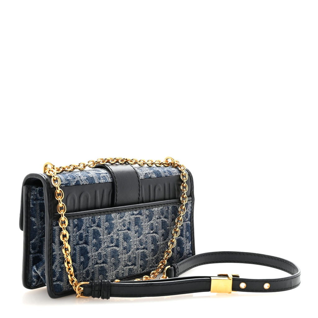Christian Dior Denim Oblique 30 Montaigne East West Chain Flap Bag