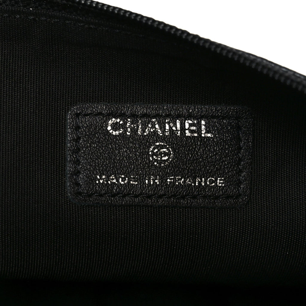 Chanel Caviar Timeless CC Cosmetic Pouch Clutch Black