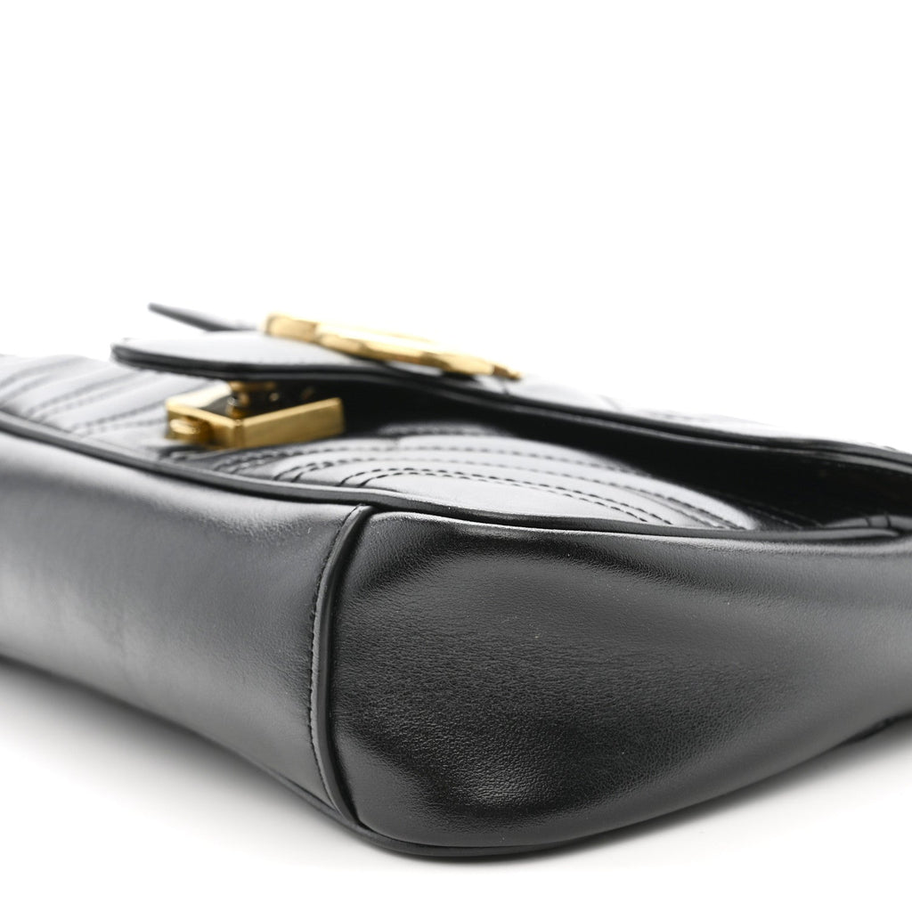 Gucci Calfskin Matelasse Mini GG Marmont Shoulder Bag Black