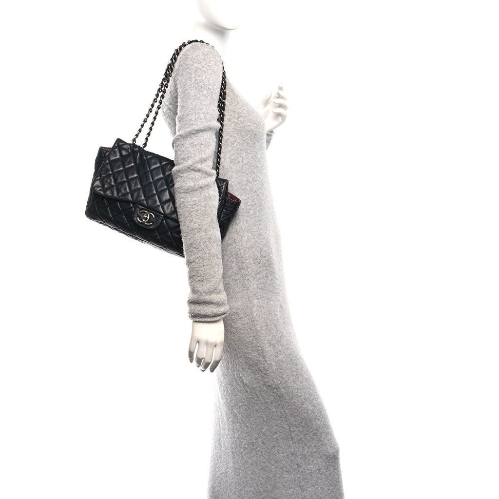 Chanel Lambskin Quilted Jumbo Single Flap Black