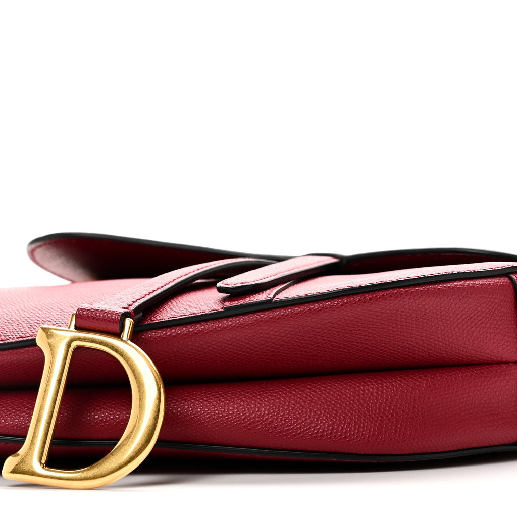 Christian Dior Grained Calfskin Saddle Bag Red