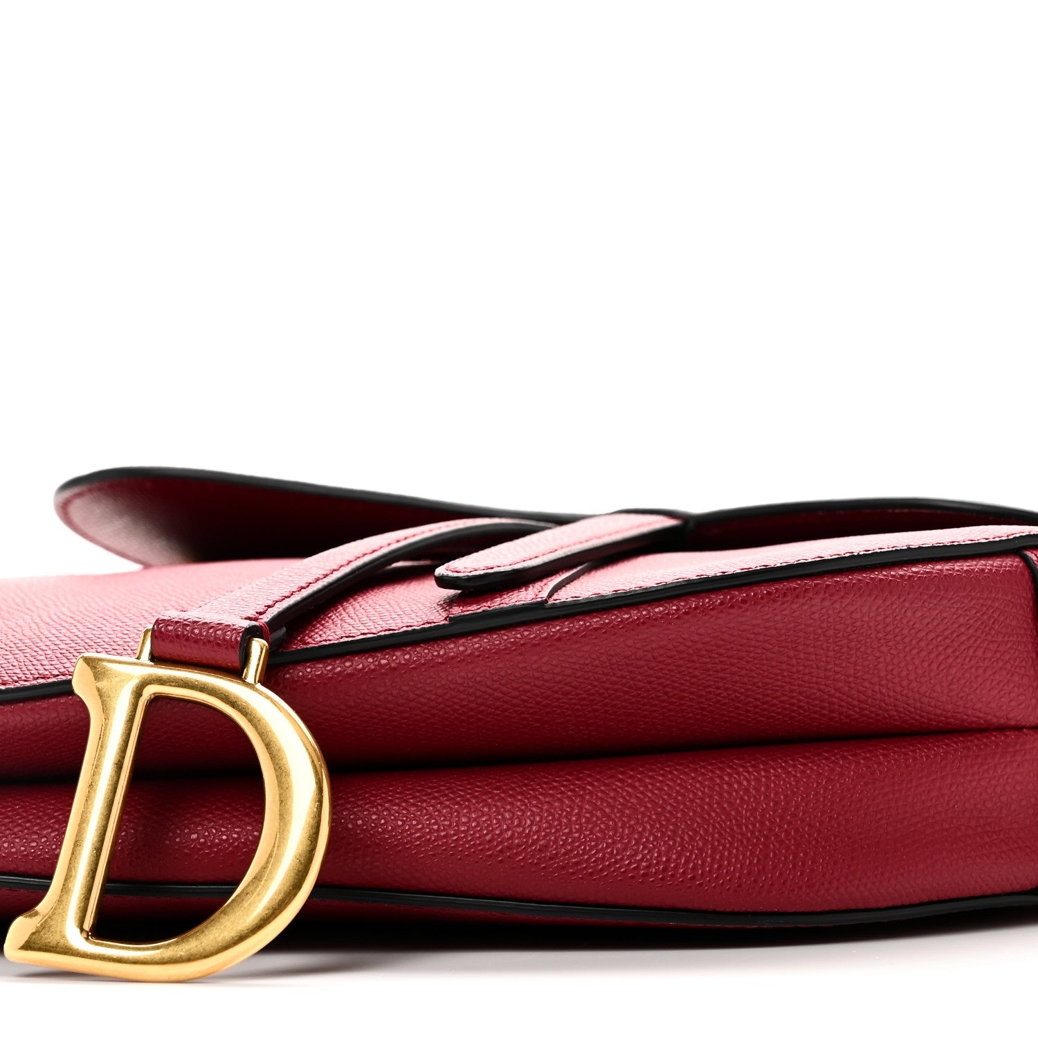 Christian Dior Grained Calfskin Saddle Bag Red