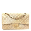 Chanel Metallic Goatskin Quilted Ombre Medium Double Flap Gold
