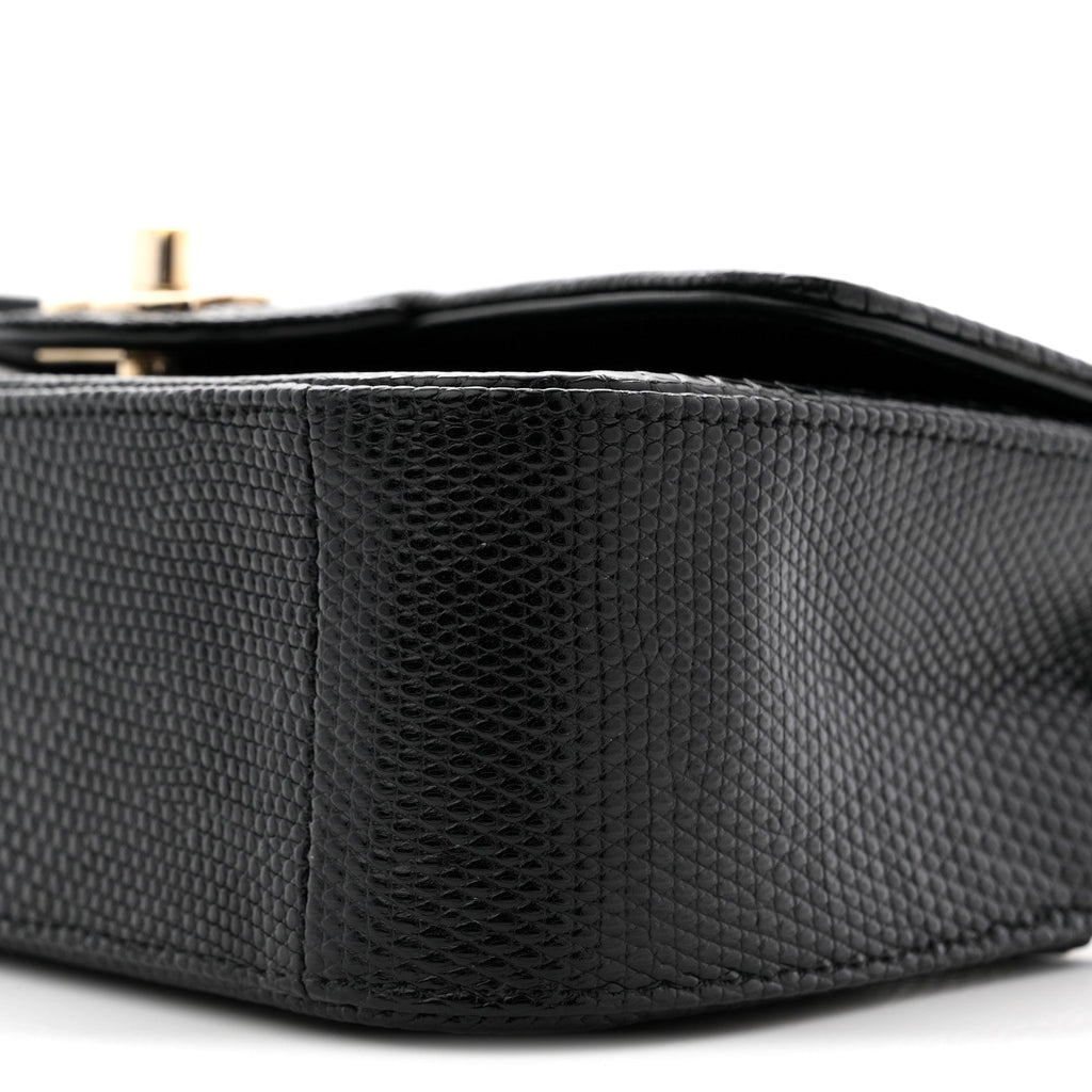 Chanel Lizard Mini Rectangular Flap Black