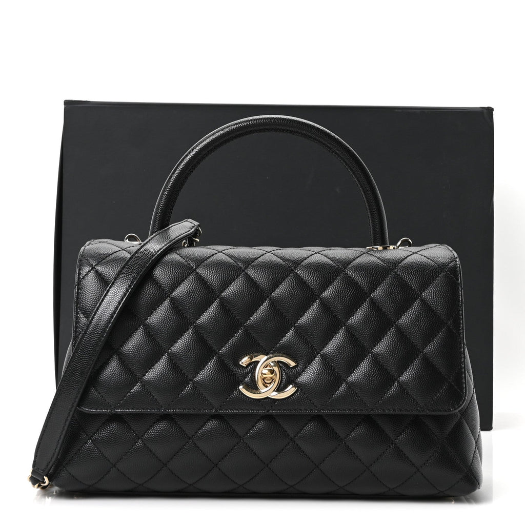 Chanel Caviar Quilted Small Coco Handle Flap Black