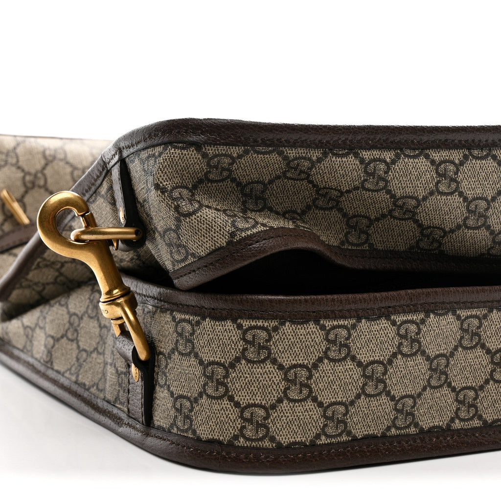 Gucci GG Supreme Monogram Textured Dollar Calfskin Web Ophidia Savoy Garment Bag Beige Ebony New Acero