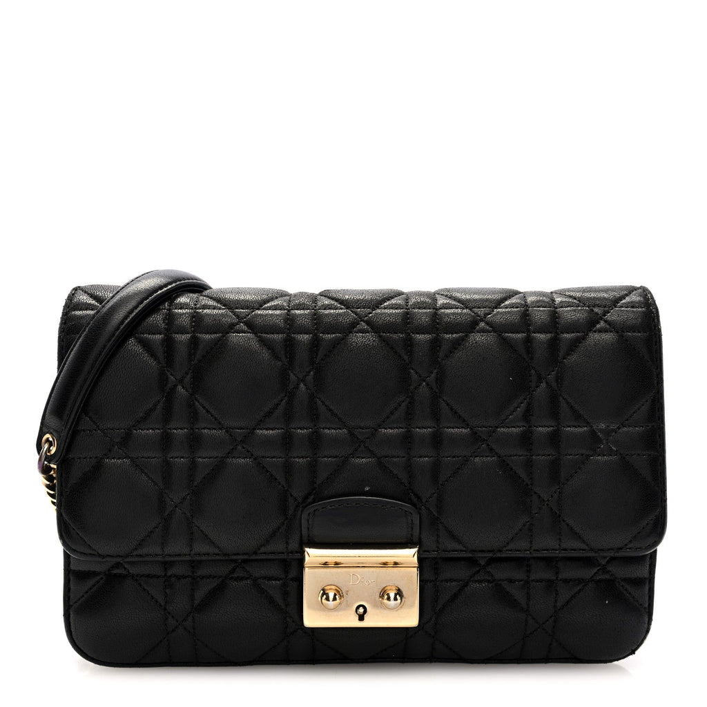 Christian Dior Lambskin Cannage Medium Miss Dior Flap Black