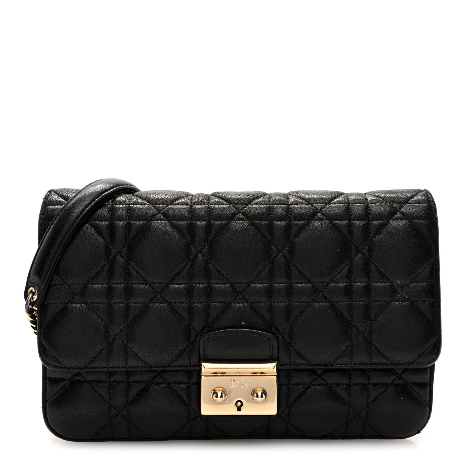 Christian Dior Lambskin Cannage Medium Miss Dior Flap Black