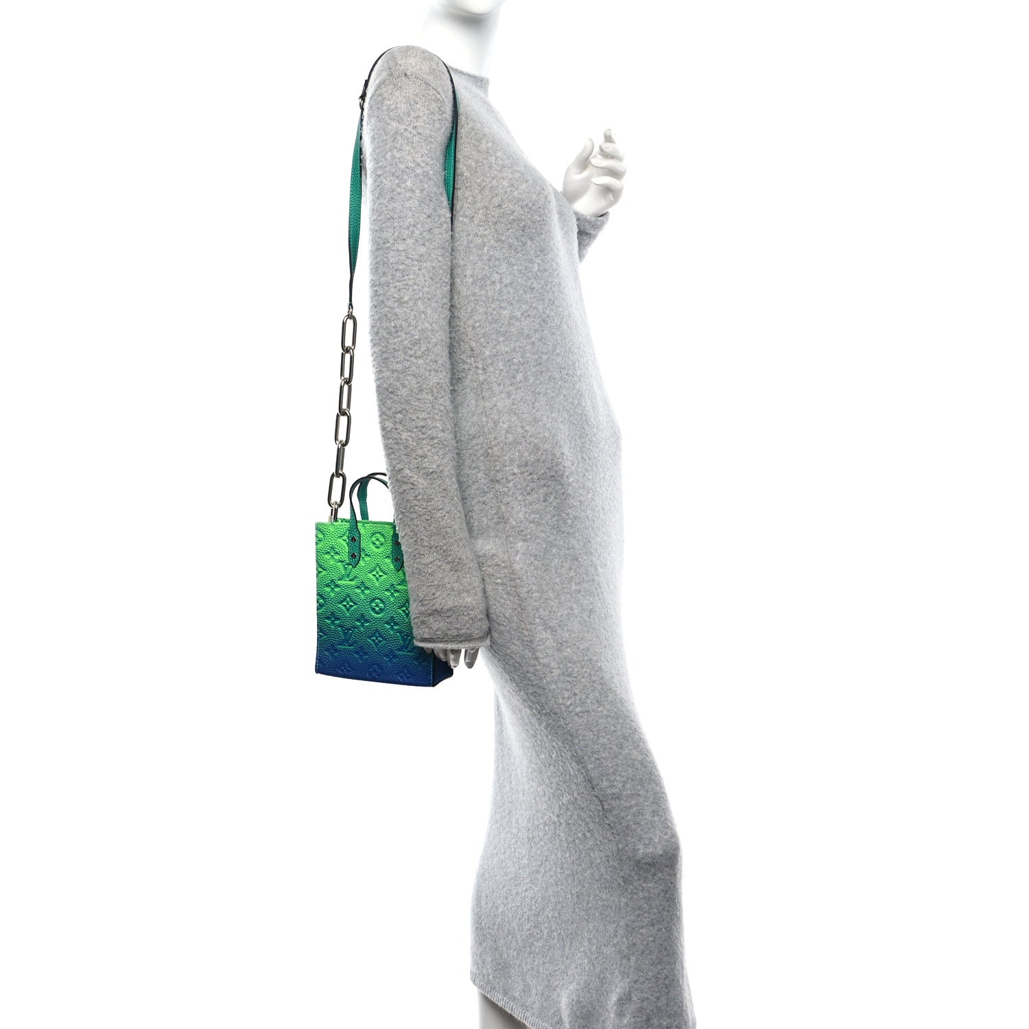 Louis Vuitton Taurillon Illusion Sac Plat XS Bleu Vert