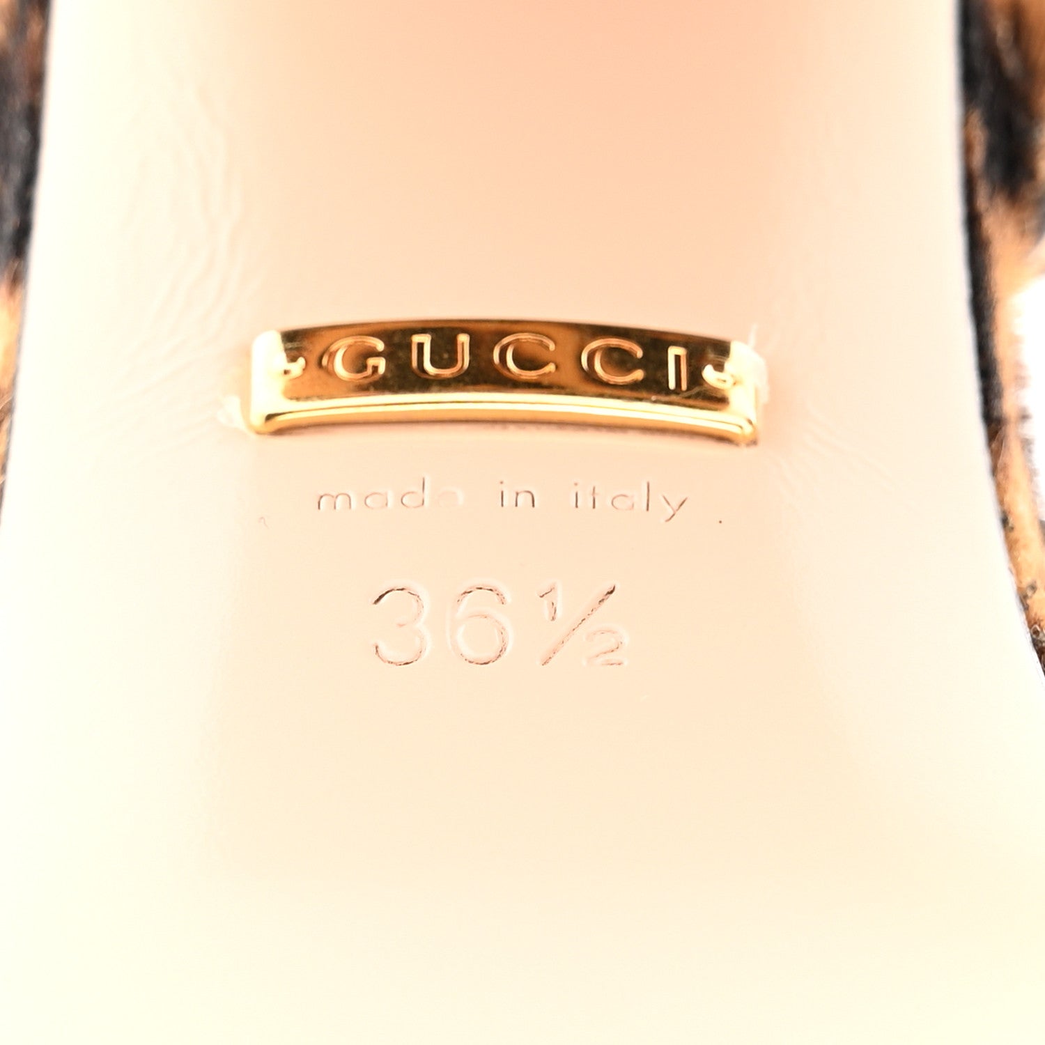 Gucci Calf Hair Leopard Print Horsebit 25/60mm Platform Sandals 36.5 Hazelnut Black