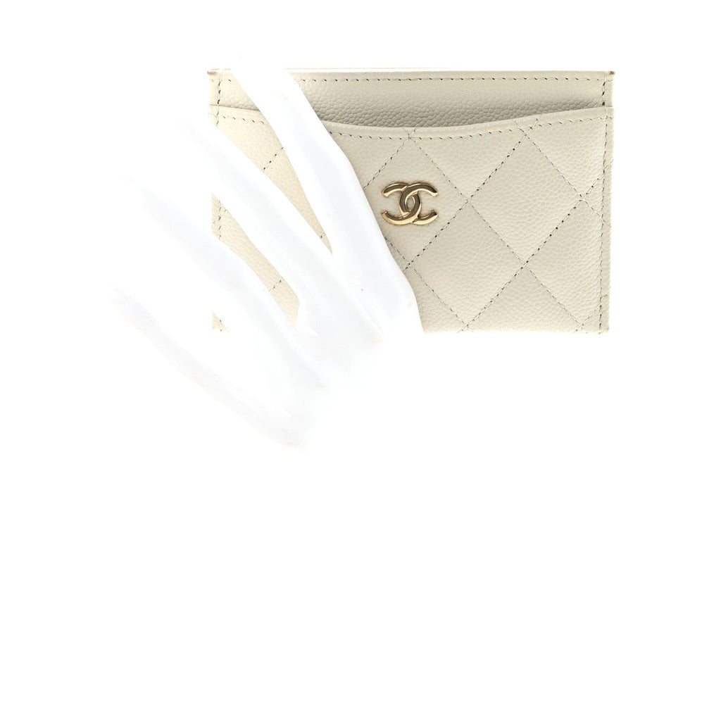 Caviar Quilted Card Holder White