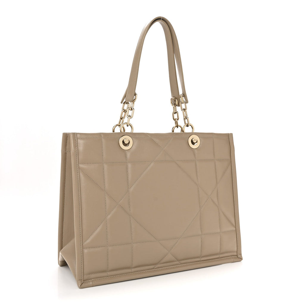 Christian Dior Calfskin Archicannage Medium Essential Tote Beige
