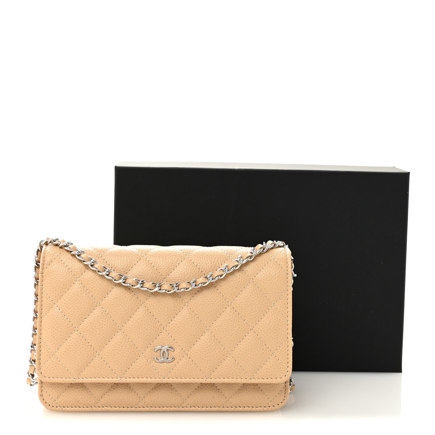 Chanel Caviar Quilted Wallet on Chain WOC Beige