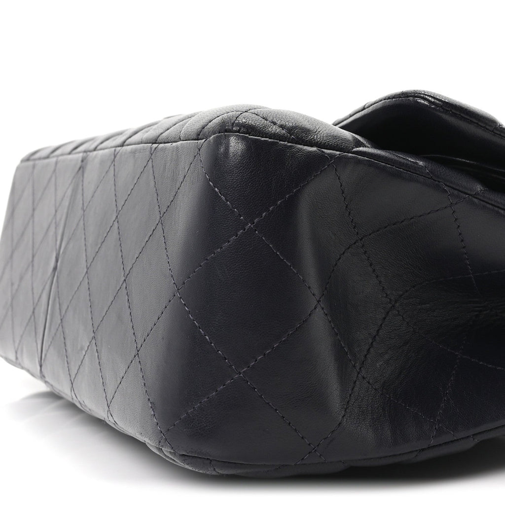 Chanel Lambskin Quilted Jumbo Double Flap Navy