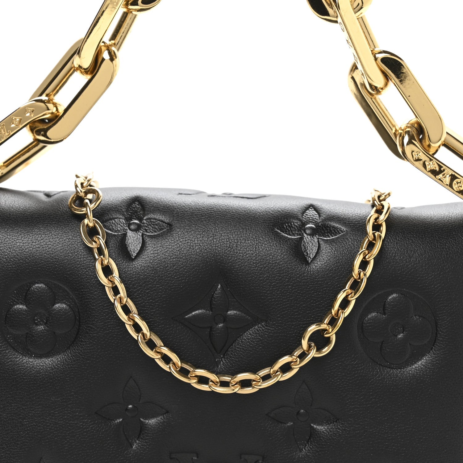 Louis Vuitton Lambskin Embossed Monogram Coussin Belt Bag Black