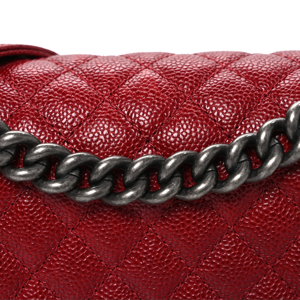 Chanel Caviar Quilted Medium Boy Flap Red